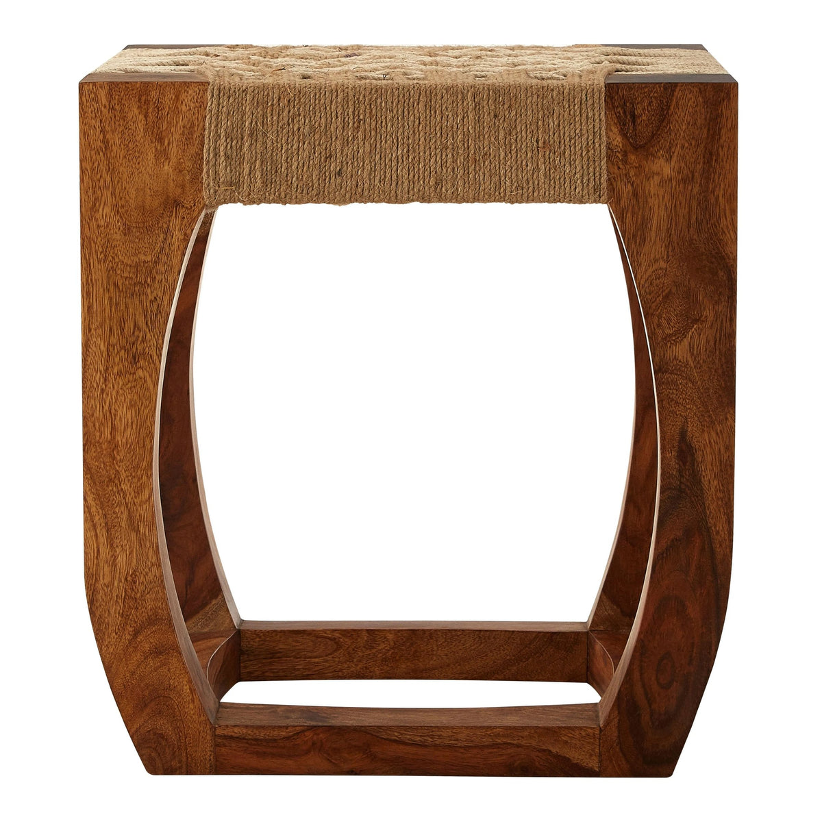 Draovik Sheesham Wood Jute Boho Stool