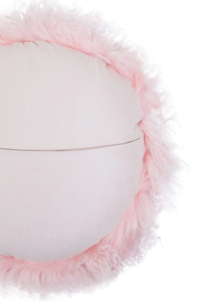 Ivovora Mongolian Fur Pink Round Cushion image 16