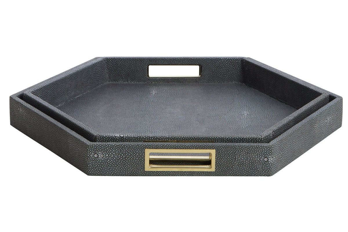 Illasi Set Hexagonal Blue Shagreen Tray image 2