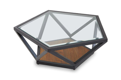 Folvik Hexagon Glass Black Coffee Table image 3