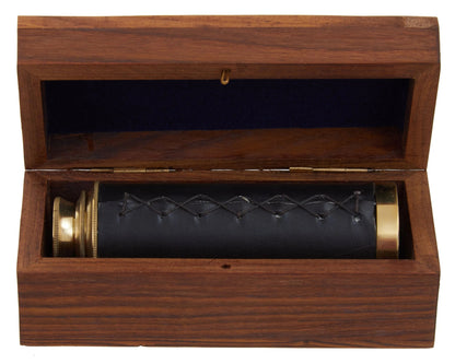 Alesund Brown Leather Telescope Wooden Box image 1