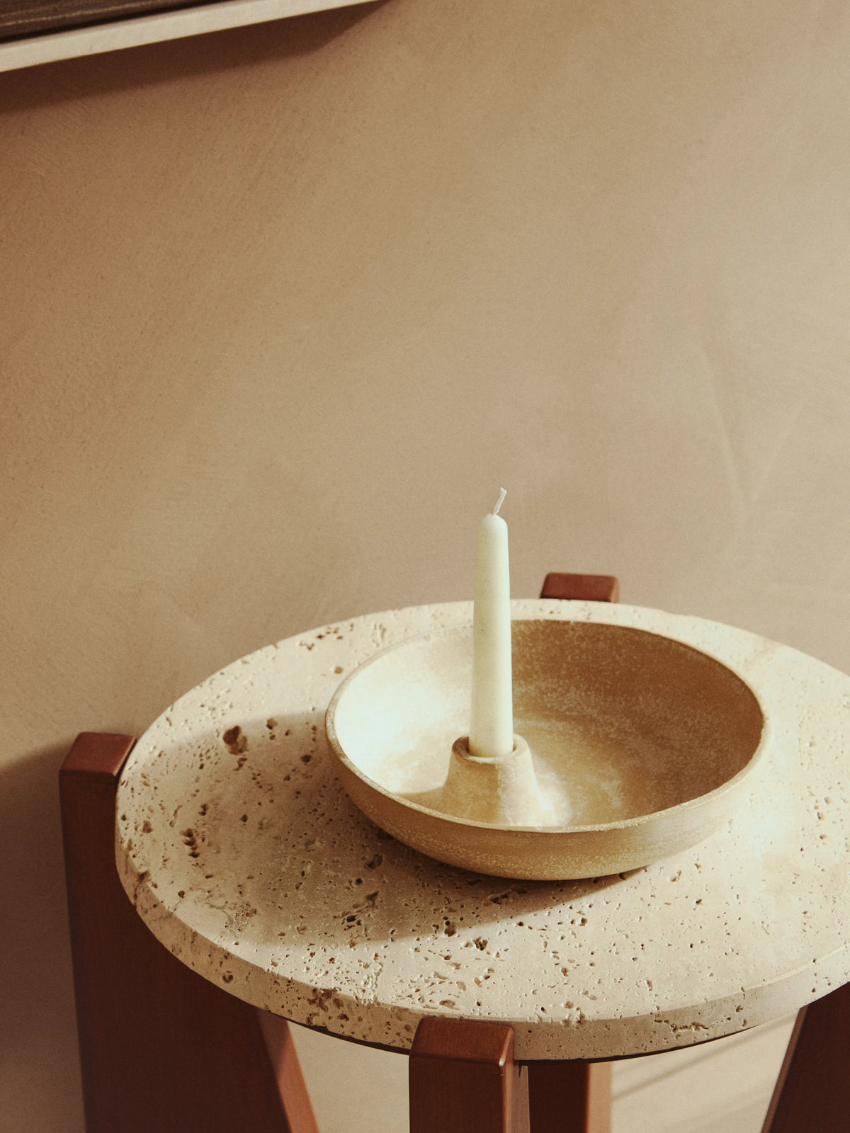 Andervik Beige Whitewash Textured Candle Holder image 9