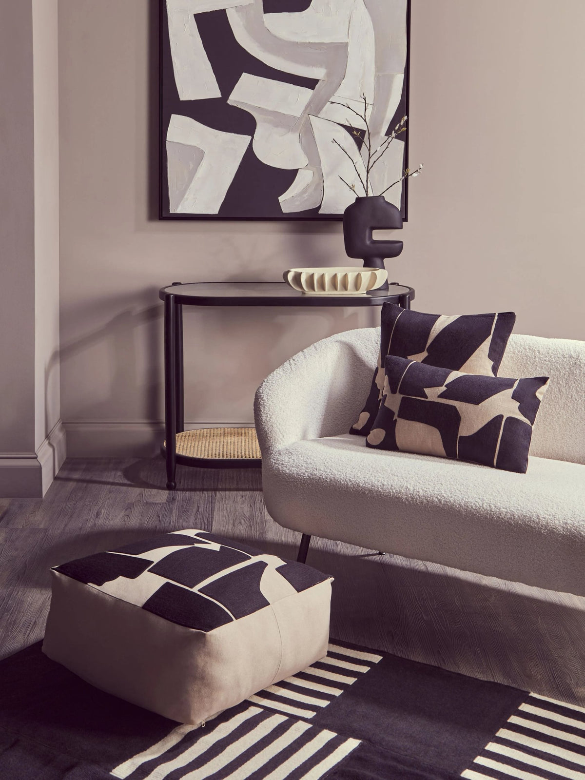 Bexhill Black Natural Square Cushion image 3