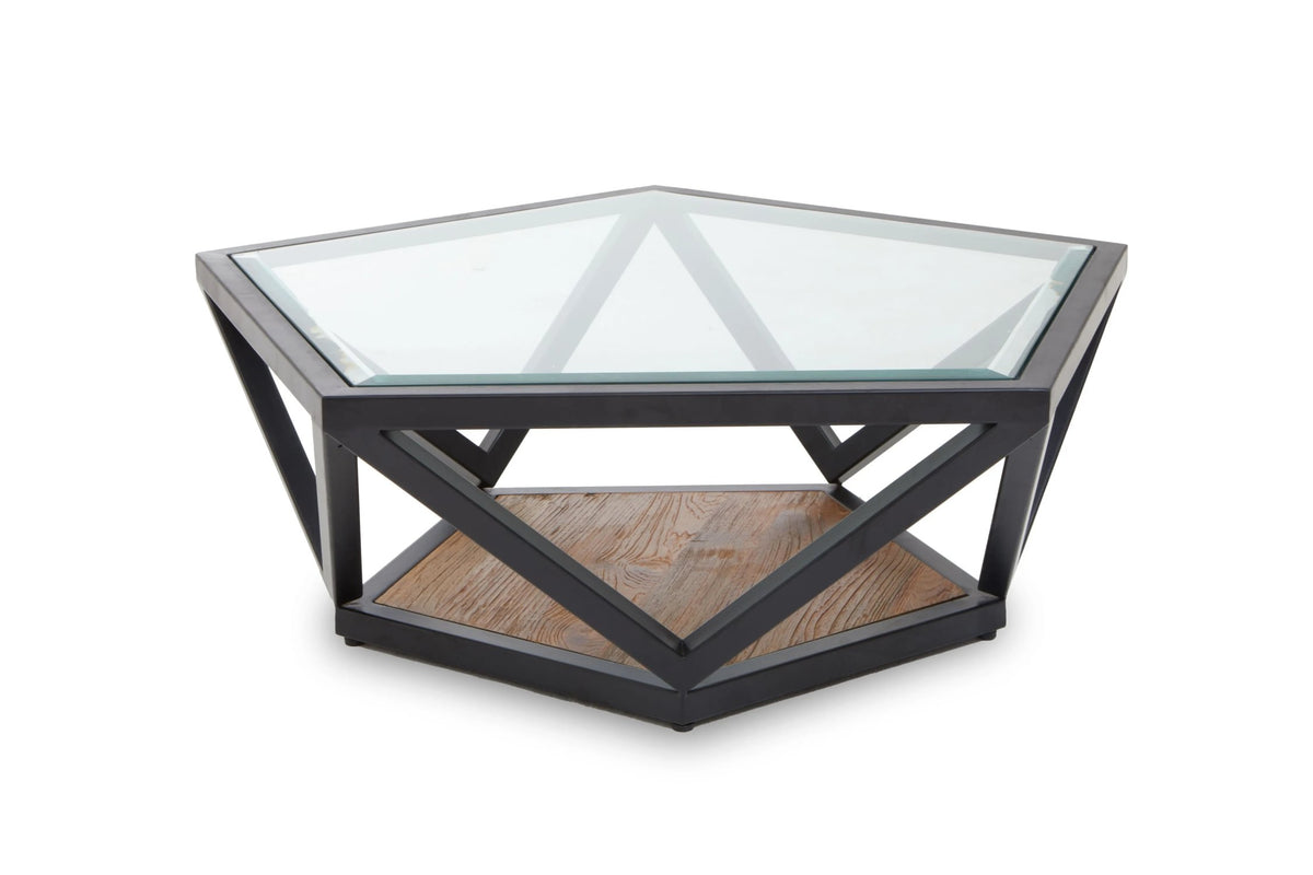Folvik Hexagon Glass Black Coffee Table image 1