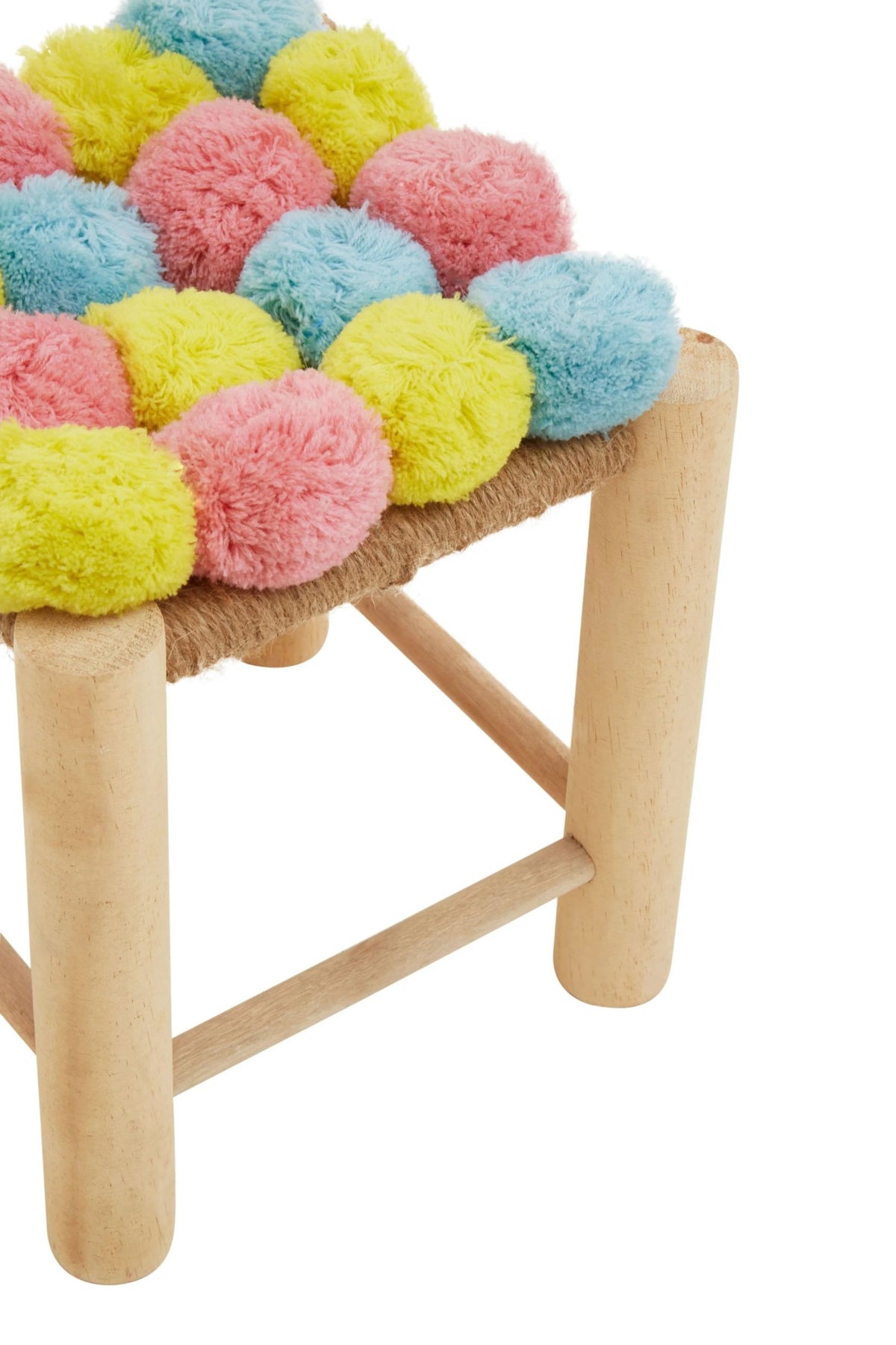 Garda Village Pink Blue Yellow Pom Stool