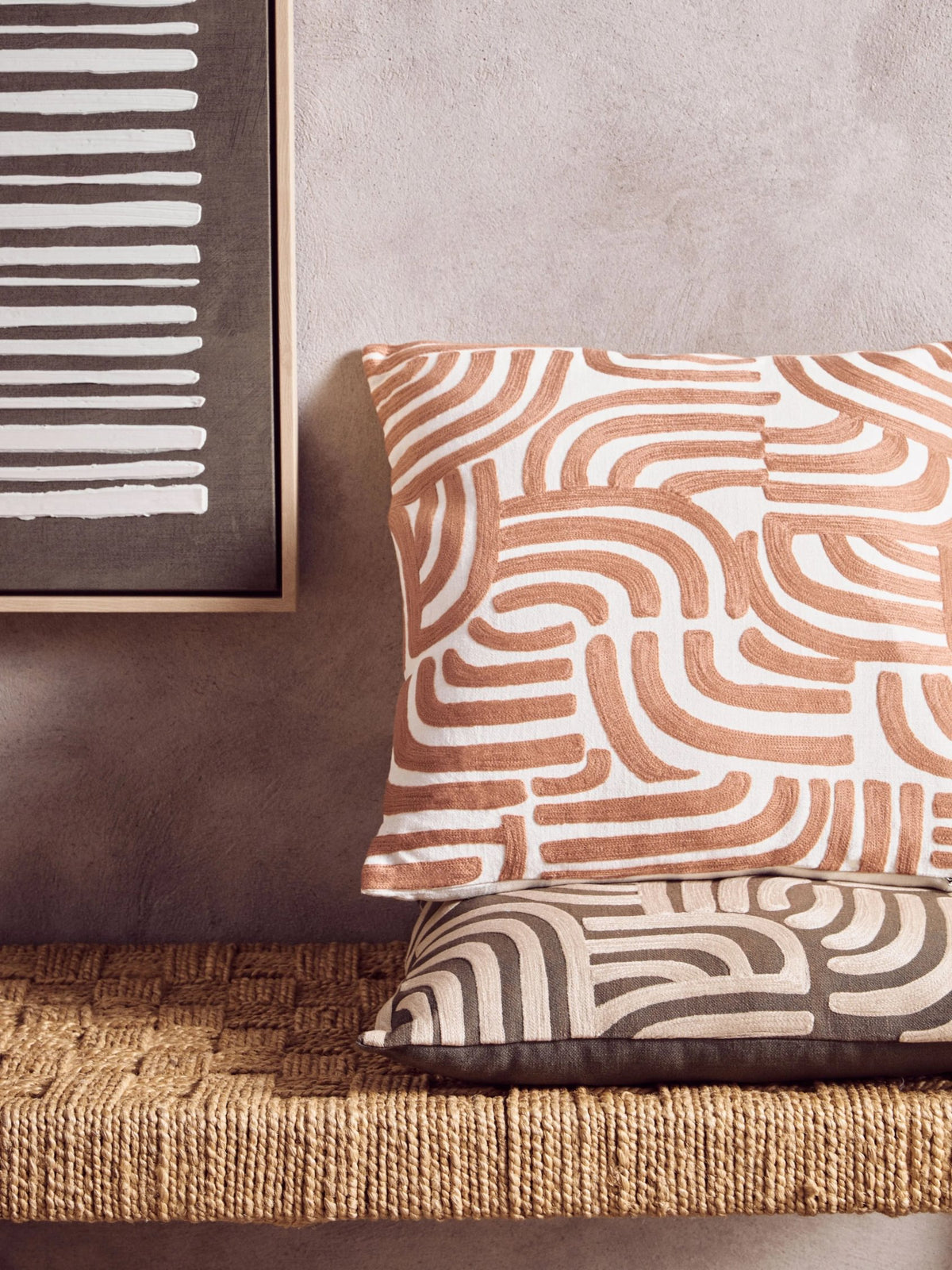 Visby Natural Terracotta Square Cushion image 2