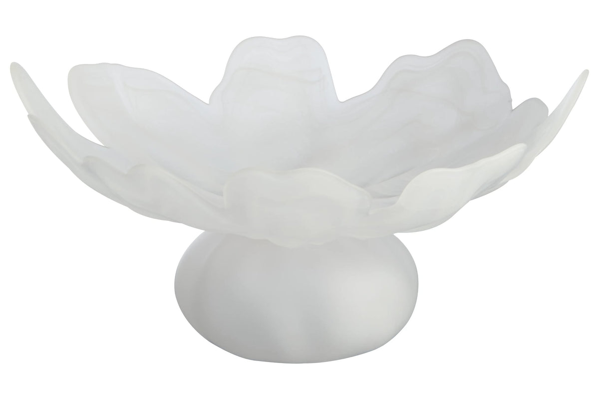 Seregno Fluted White Glass Pedestal Bowl image 1