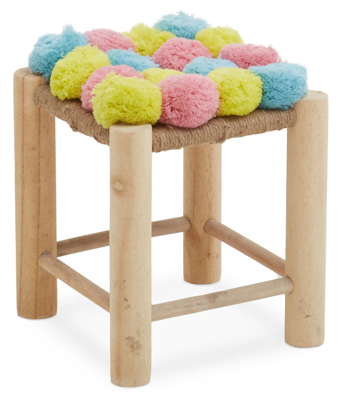 Garda Village Pink Blue Yellow Pom Stool