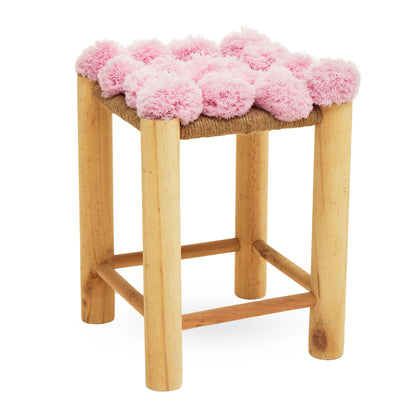 Kajvik Village Pink Pom Pom Stool