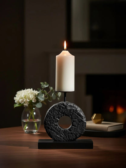 Vernazza Small Black Wood Candle Holder image 15