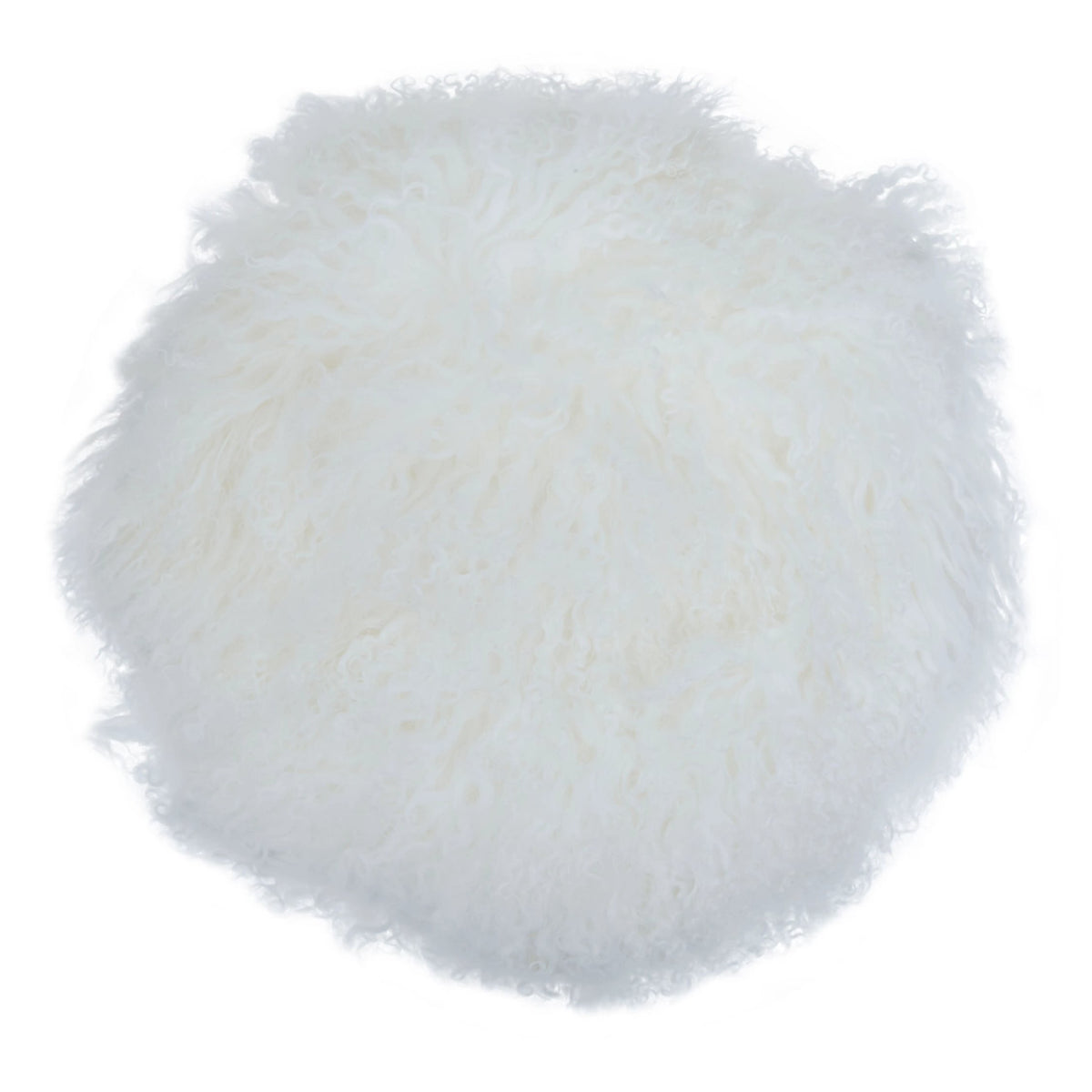 Klepp Mongolian Fur White Round Cushion image 1