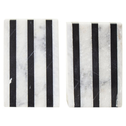 Nils Set Striped White Marble Bookends image 5