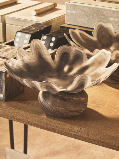 Porsgrunn Grey Fluted Glass Pedestal Bowl image 8