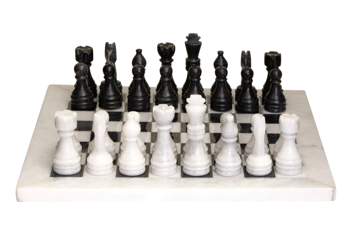 Norquin White Black Marble Chess Set image 1