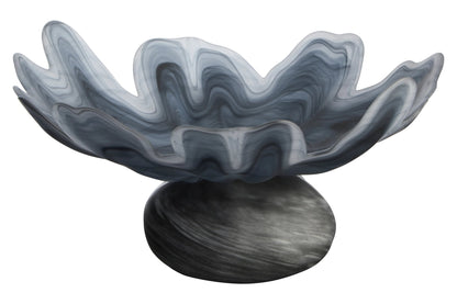 Porsgrunn Grey Fluted Glass Pedestal Bowl image 1