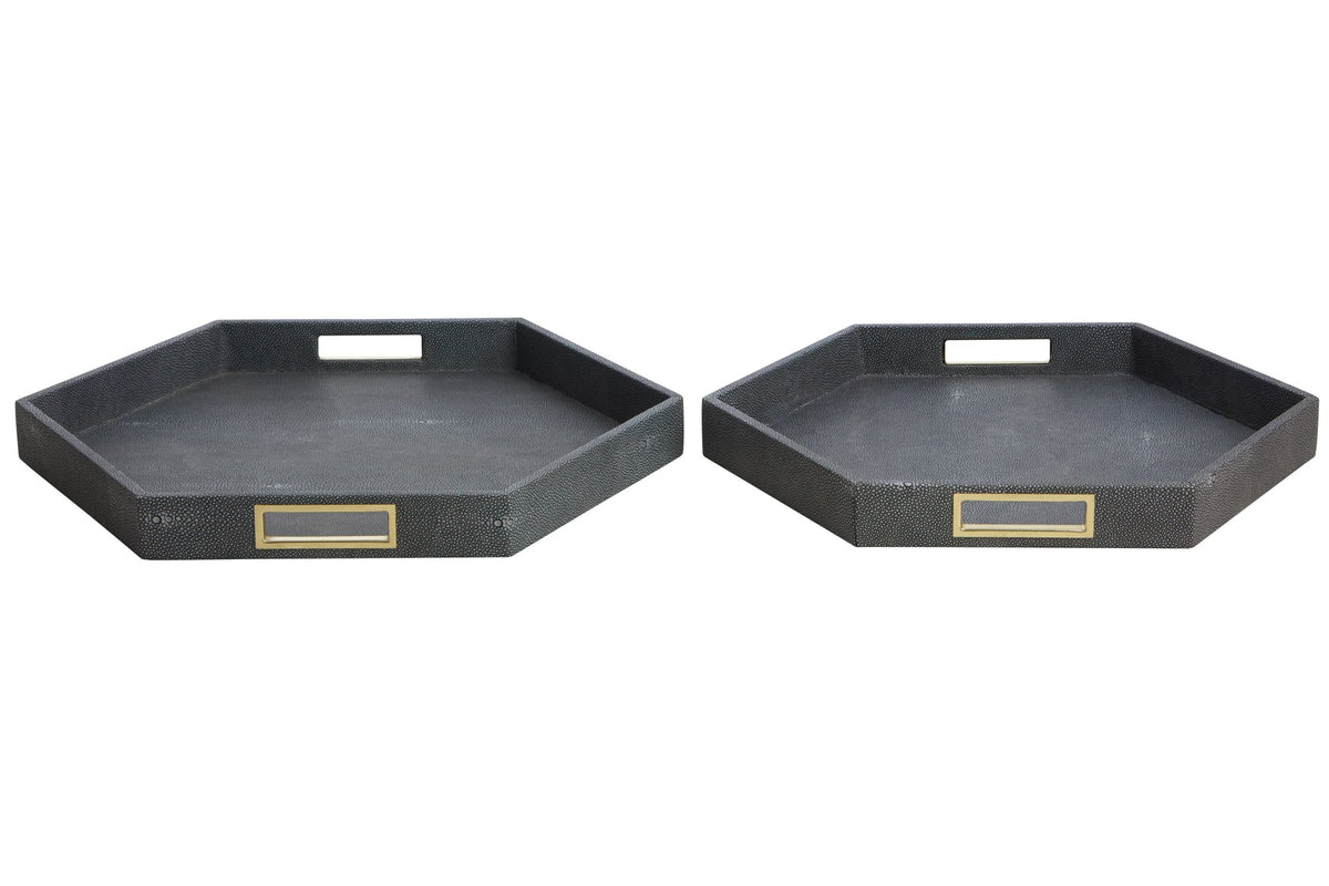 Illasi Set Hexagonal Blue Shagreen Tray image 1