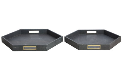 Illasi Set Hexagonal Blue Shagreen Tray image 1