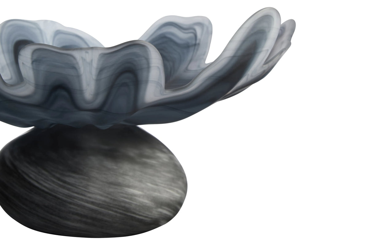 Porsgrunn Grey Fluted Glass Pedestal Bowl image 10