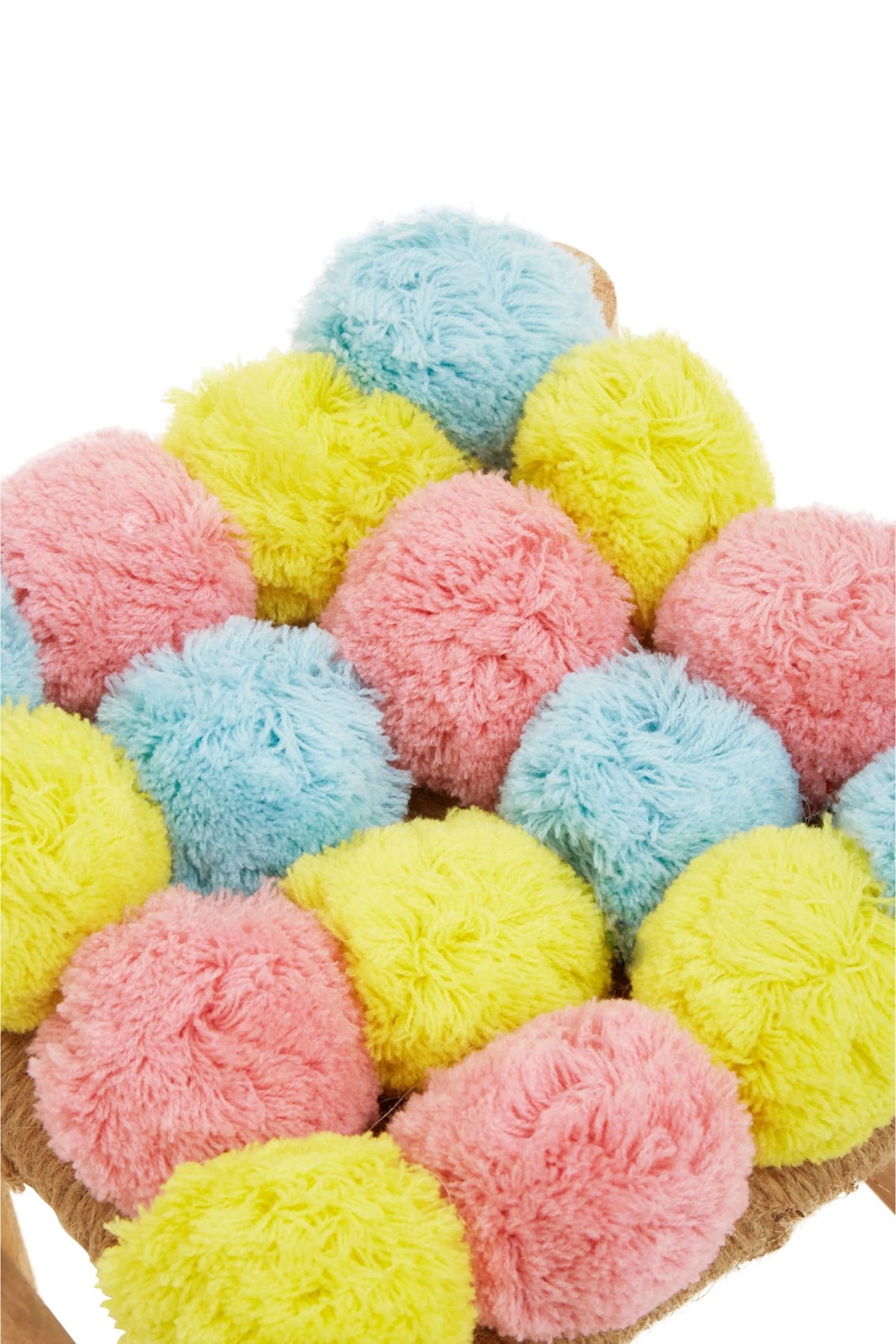 Garda Village Pink Blue Yellow Pom Stool