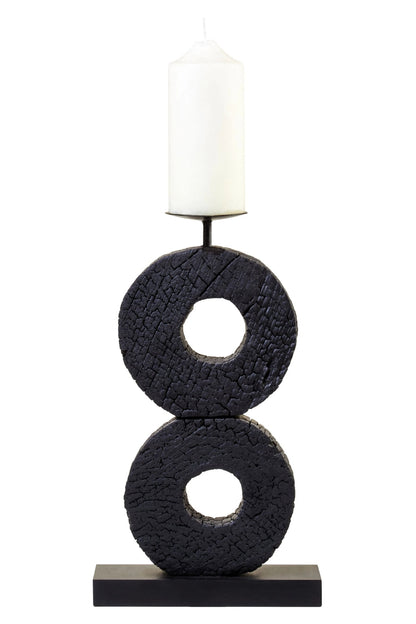 Nilvik Large Black Wood Candle Holder image 2